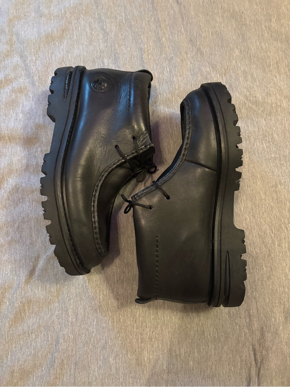 Men's Timberland Black Leather Oxford Derby Lug Sole Boots sz 9